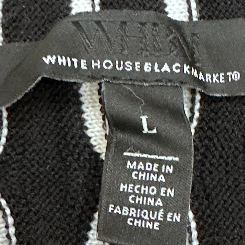 White House Black Market Graphic Knit Tank L Black White Mod Minimalist Office - Picture 7 of 8